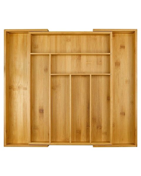 Wkład do szuflady organizer kuchenny na sztućce bambusowy 8 przegródek xl