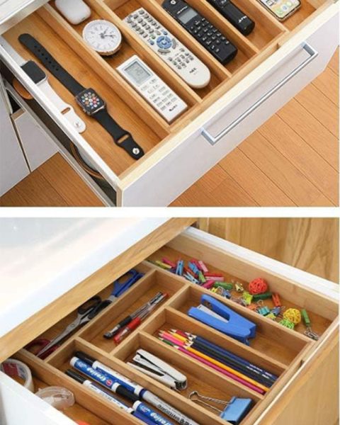 Wkład do szuflady organizer kuchenny na sztućce bambusowy 8 przegródek xl