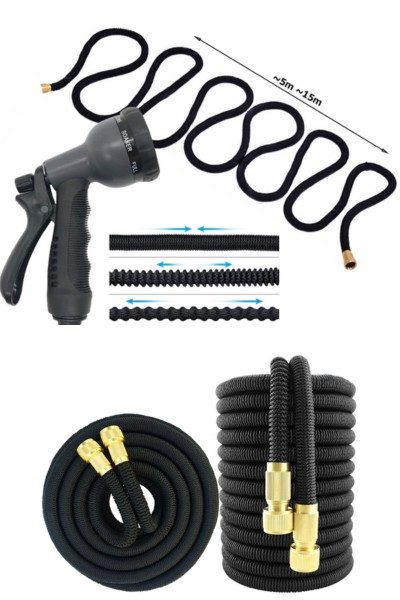 Wąż ogrodowy rozciągliwy 15m złączki pistolet hak